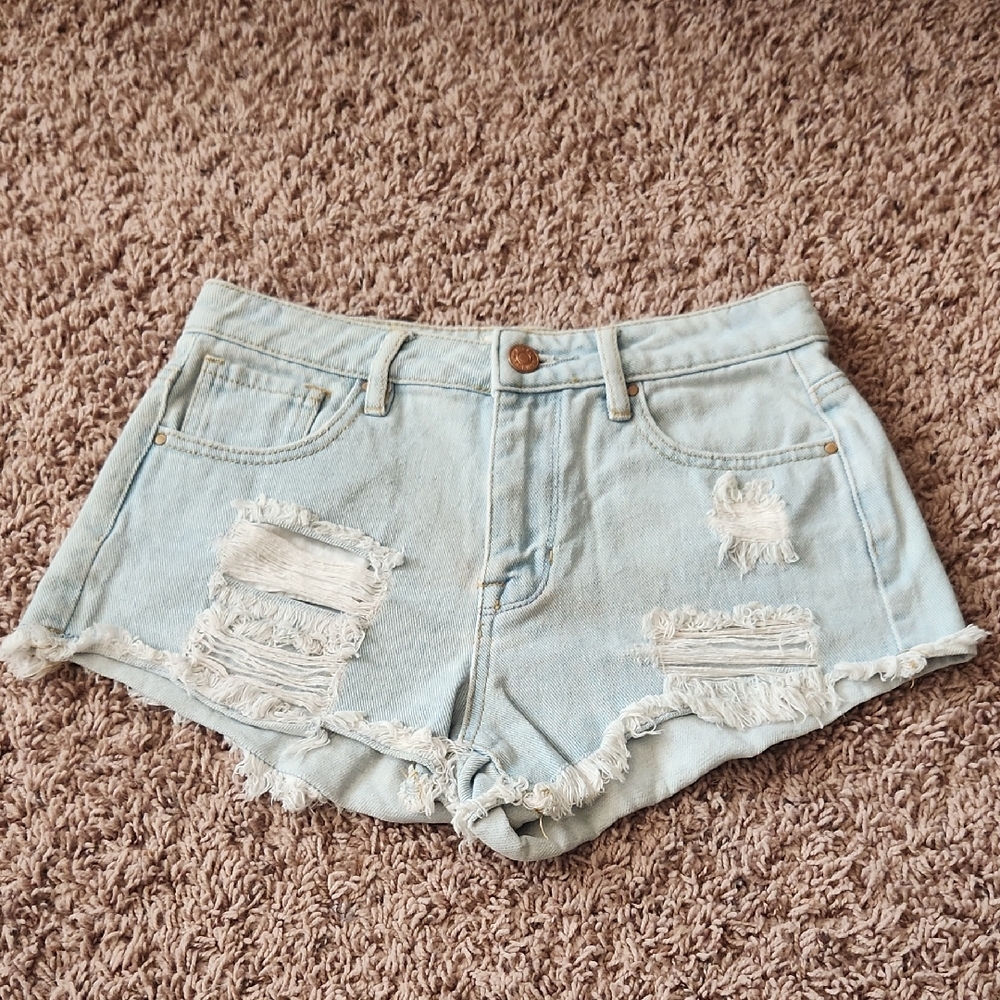 Pacsun- High Rise Festival  Distressed Denim Shorts - Size 24